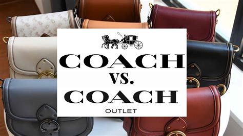Coach vs coach outlet - Crossbody bags/purses: Starting at $75 at the Coach Outlet vs. $175 at the regular store. Larger tote bags: Starting at $105 at the Coach Outlet vs. $195 at the regular store. Expect the range of prices, selection of products/colors and starting points to vary, but that gives you an idea.